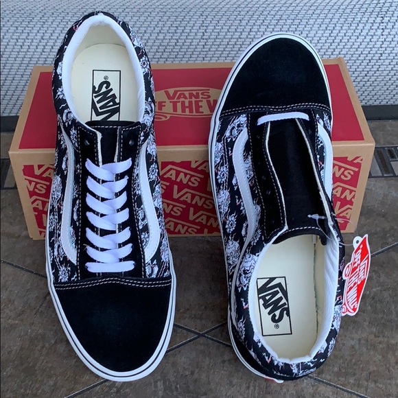 Vans Black and White Floral Sneakers Size 7 - Picture 9 of 16